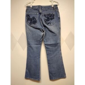 Chico's Platinum Maya jean with embroidery on the back pockets